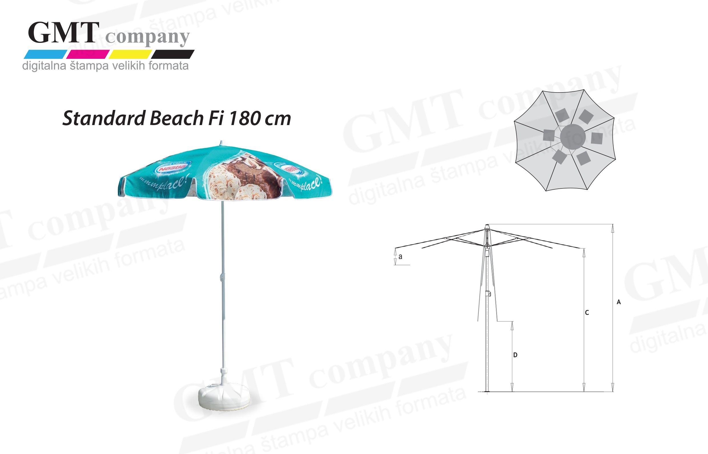 slika, suncobran, standard beach fi 1.55-1.8m prodaja, ponuda, online kupovina